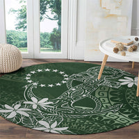 Sage Green Kuki Airani Tapakau Round Carpet Tribal Anchor Mix Tiare LT7 - Polynesian Pride