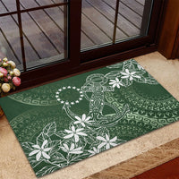 Sage Green Kuki Airani Tapakau Rubber Doormat Tribal Anchor Mix Tiare
