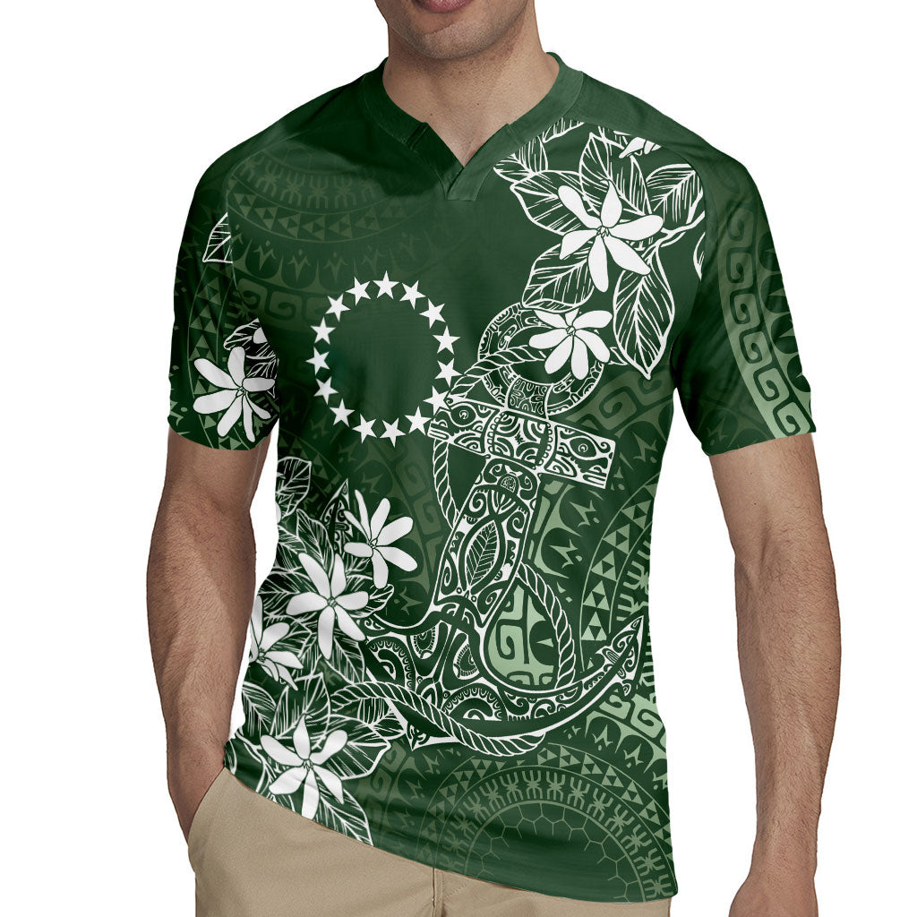 Sage Green Kuki Airani Tapakau Rugby Jersey Tribal Anchor Mix Tiare LT7 - Polynesian Pride