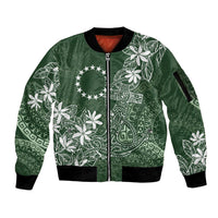 Sage Green Kuki Airani Tapakau Sleeve Zip Bomber Jacket Tribal Anchor Mix Tiare LT7 Unisex Sage Green - Polynesian Pride