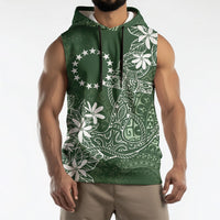 Sage Green Kuki Airani Tapakau Sleeveless Hoodie Tribal Anchor Mix Tiare