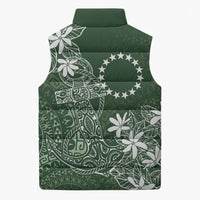 Sage Green Kuki Airani Tapakau Sleeveless Puffer Jacket Tribal Anchor Mix Tiare LT7 - Polynesian Pride