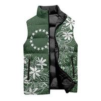 Sage Green Kuki Airani Tapakau Sleeveless Puffer Jacket Tribal Anchor Mix Tiare LT7 - Polynesian Pride