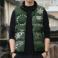 Sage Green Kuki Airani Tapakau Sleeveless Puffer Jacket Tribal Anchor Mix Tiare LT7 - Polynesian Pride