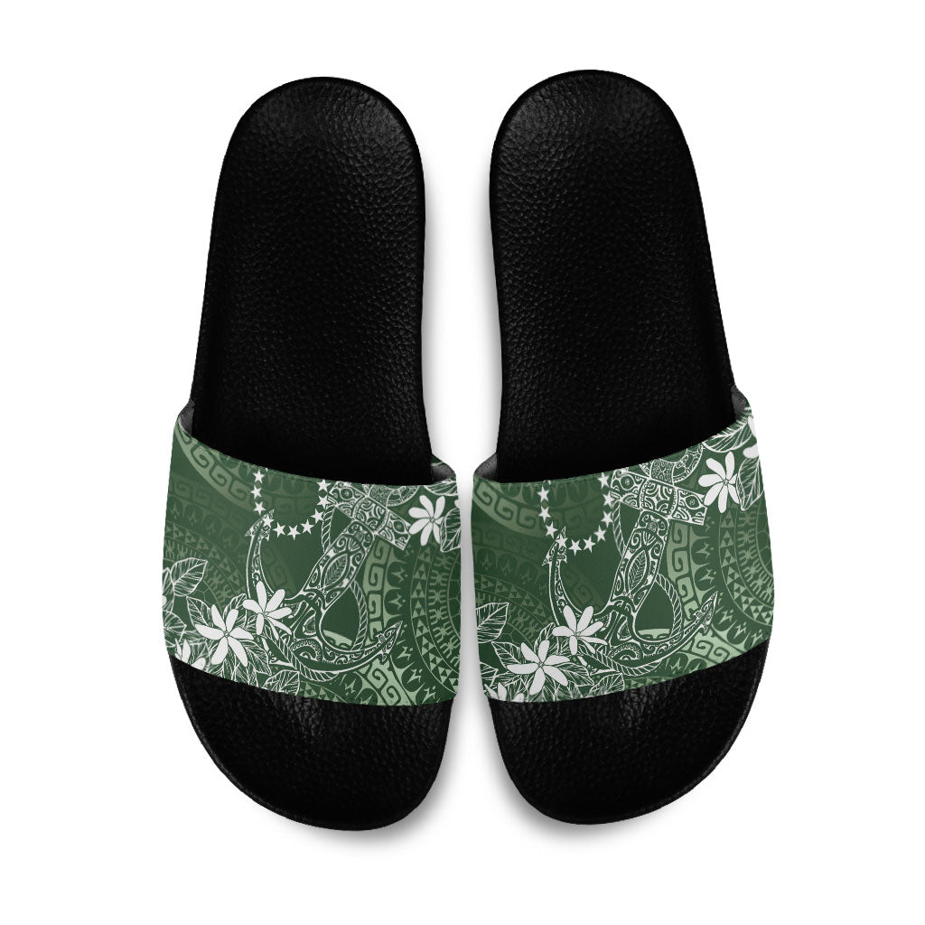Sage Green Kuki Airani Tapakau Slide Sandals Tribal Anchor Mix Tiare LT7 Sage Green - Polynesian Pride
