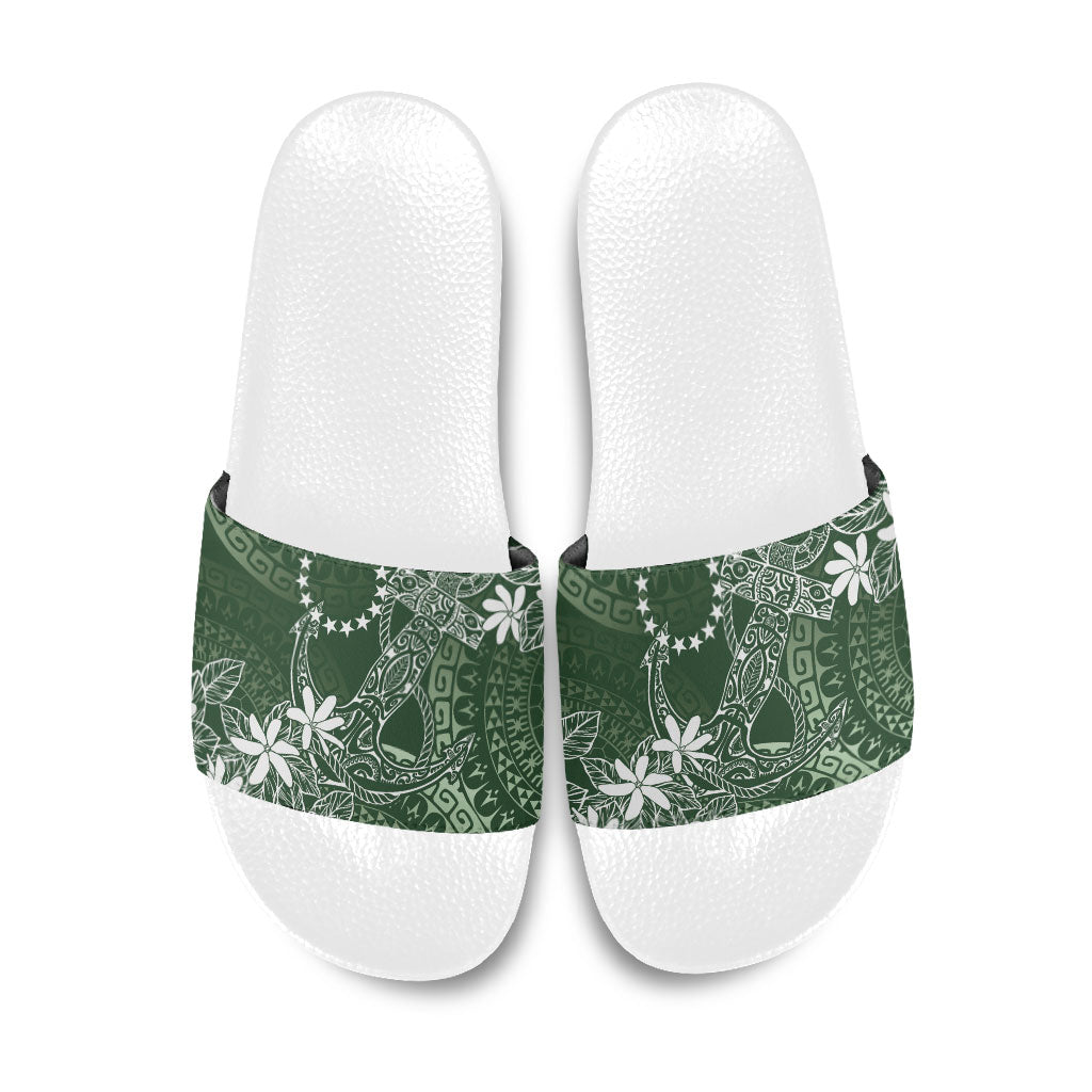 Sage Green Kuki Airani Tapakau Slide Sandals Tribal Anchor Mix Tiare LT7 Sage Green - Polynesian Pride