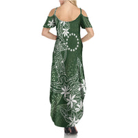 Sage Green Kuki Airani Tapakau Summer Maxi Dress Tribal Anchor Mix Tiare