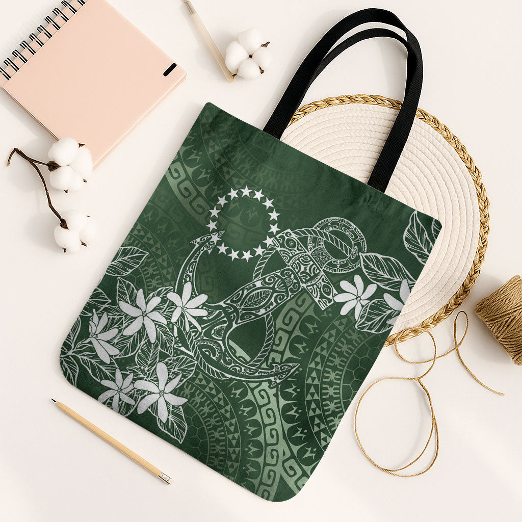 Sage Green Kuki Airani Tapakau Tote Bag Tribal Anchor Mix Tiare LT7 Black Strap One Size Sage Green - Polynesian Pride