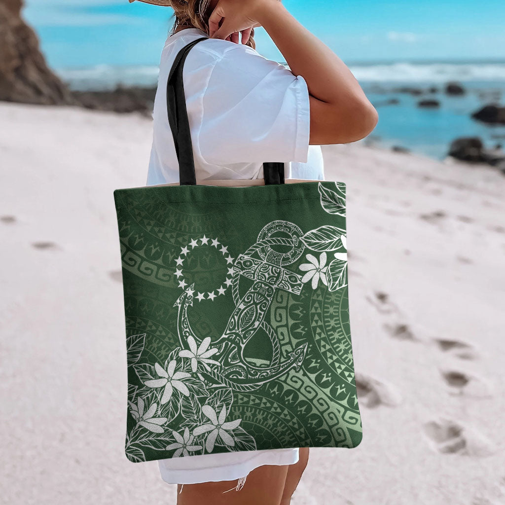 Sage Green Kuki Airani Tapakau Tote Bag Tribal Anchor Mix Tiare LT7 - Polynesian Pride