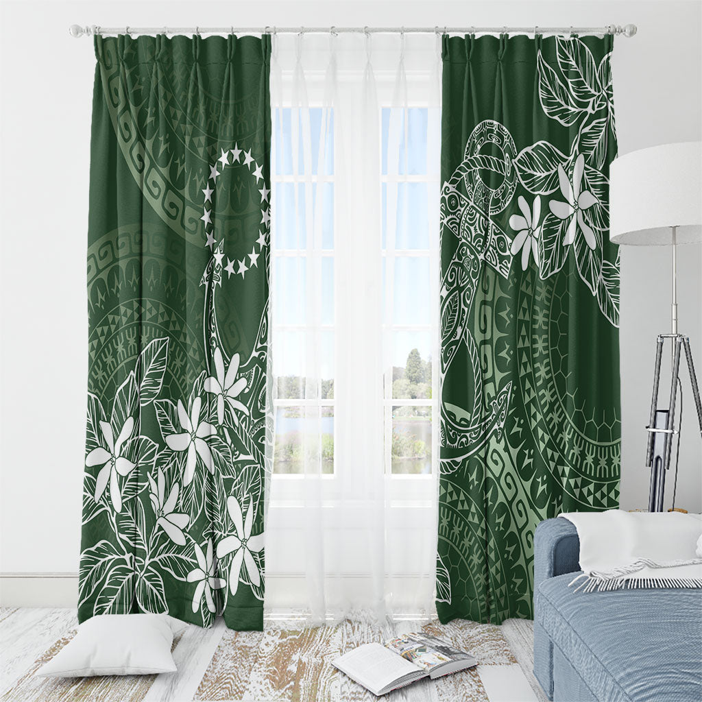 Sage Green Kuki Airani Tapakau Window Curtain Tribal Anchor Mix Tiare LT7 - Polynesian Pride