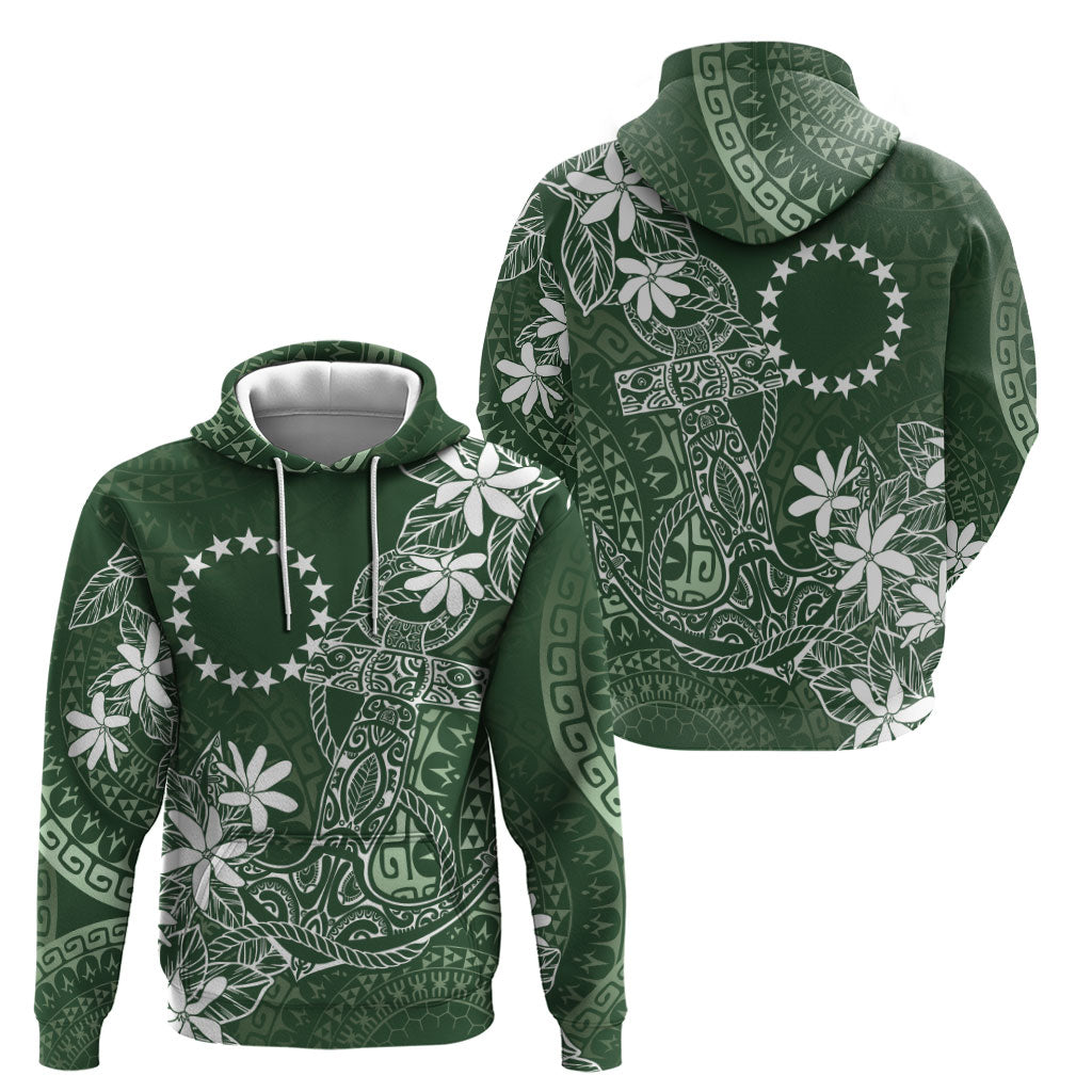 Sage Green Kuki Airani Tapakau Zip Hoodie Tribal Anchor Mix Tiare