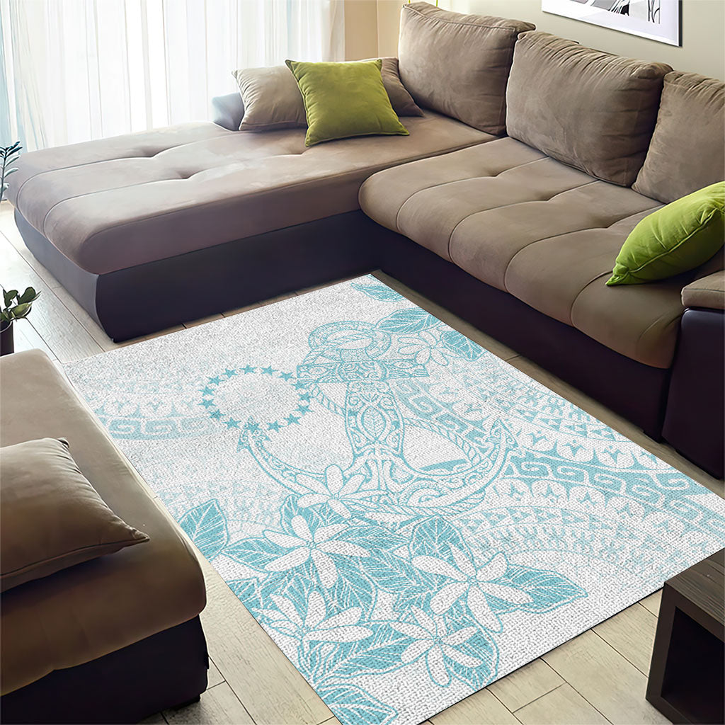 Turquoise Kuki Airani Tapakau Area Rug Tribal Anchor Mix Tiare LT7 - Polynesian Pride