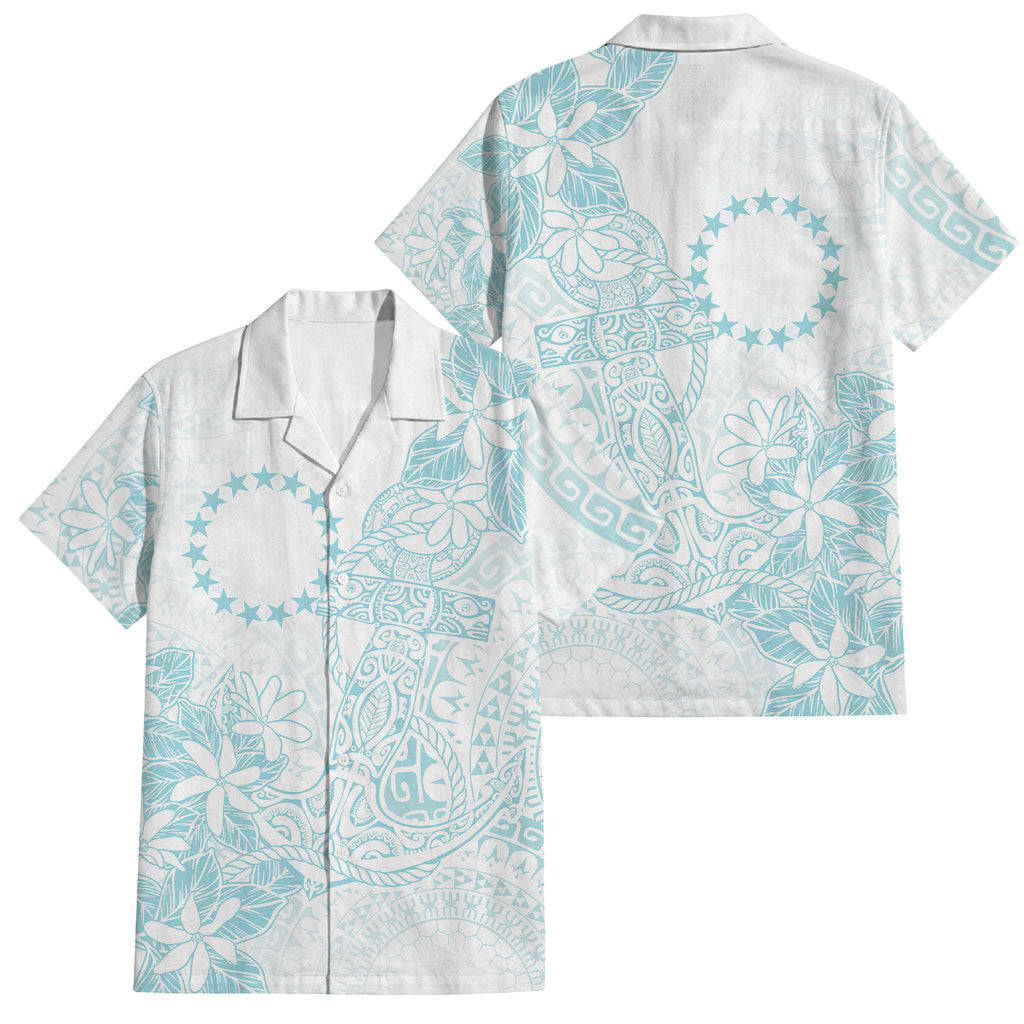 Turquoise Kuki Airani Tapakau Family Matching Short Sleeve Bodycon Dress and Hawaiian Shirt Tribal Anchor Mix Tiare LT7 Dad's Shirt - Short Sleeve Turquoise - Polynesian Pride