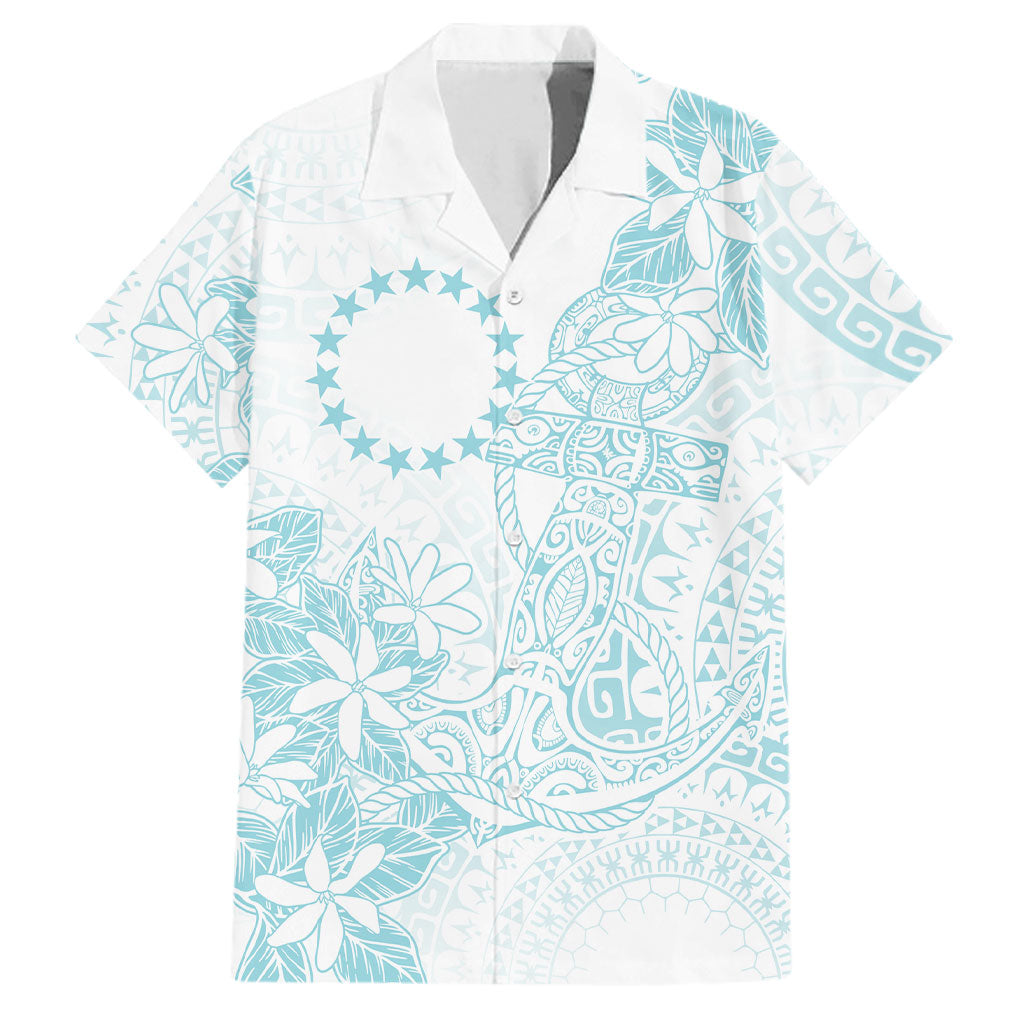 Turquoise Kuki Airani Tapakau Family Matching Tank Maxi Dress and Hawaiian Shirt Tribal Anchor Mix Tiare