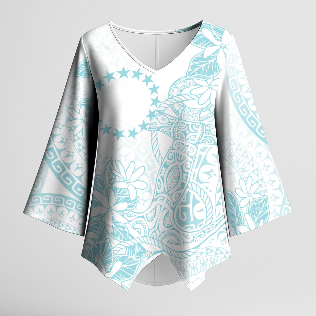 Turquoise Kuki Airani Tapakau Kimono Sleeve Blouse Tribal Anchor Mix Tiare LT7 Female Turquoise - Polynesian Pride