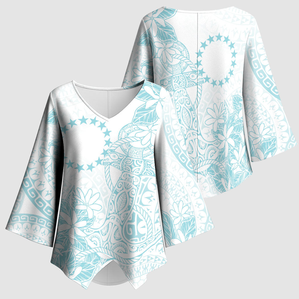 Turquoise Kuki Airani Tapakau Kimono Sleeve Blouse Tribal Anchor Mix Tiare LT7 - Polynesian Pride