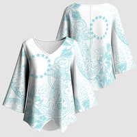 Turquoise Kuki Airani Tapakau Kimono Sleeve Blouse Tribal Anchor Mix Tiare LT7 - Polynesian Pride