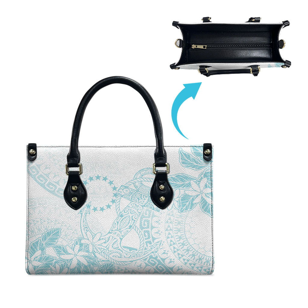 Turquoise Kuki Airani Tapakau Leather Bag Tribal Anchor Mix Tiare