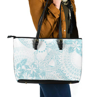 Turquoise Kuki Airani Tapakau Leather Tote Bag Tribal Anchor Mix Tiare LT7 - Polynesian Pride