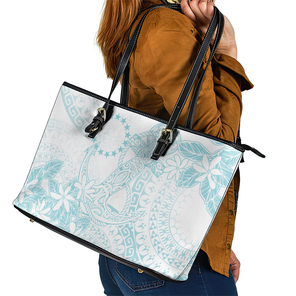 Turquoise Kuki Airani Tapakau Leather Tote Bag Tribal Anchor Mix Tiare LT7 - Polynesian Pride
