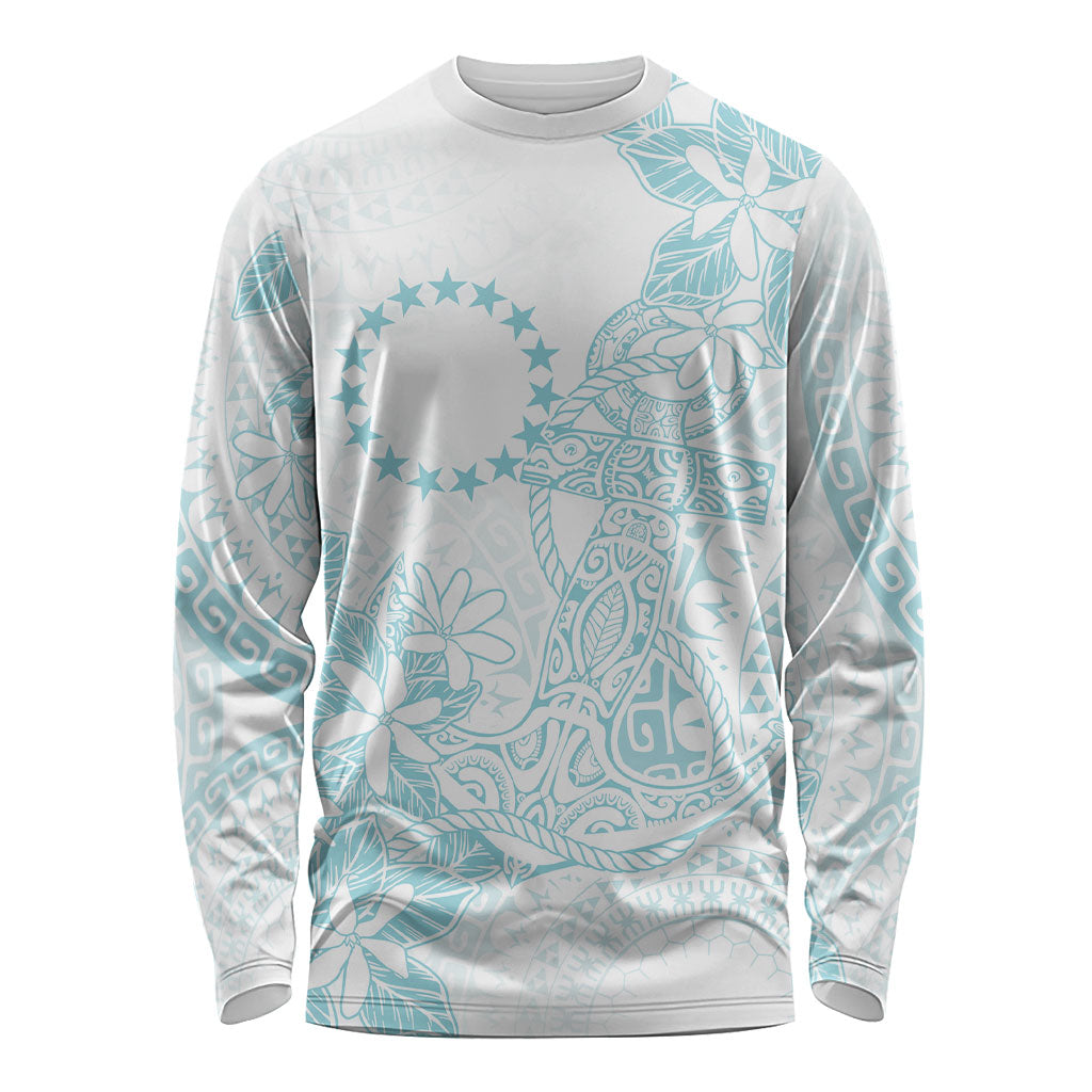 Turquoise Kuki Airani Tapakau Long Sleeve Shirt Tribal Anchor Mix Tiare LT7 Unisex Turquoise - Polynesian Pride