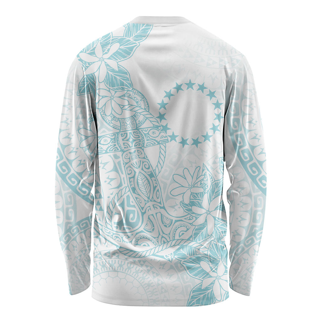 Turquoise Kuki Airani Tapakau Long Sleeve Shirt Tribal Anchor Mix Tiare LT7 - Polynesian Pride
