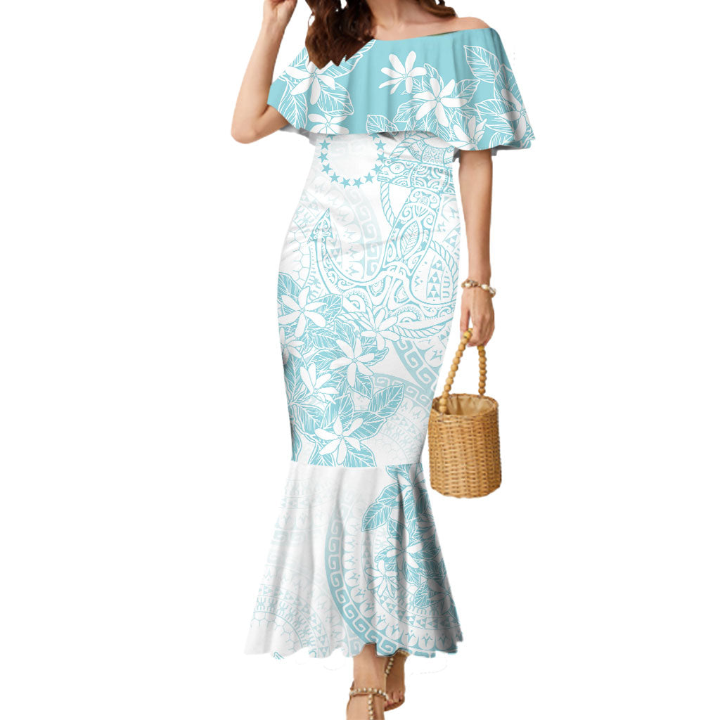 Turquoise Kuki Airani Tapakau Mermaid Dress Tribal Anchor Mix Tiare LT7 Women Turquoise - Polynesian Pride