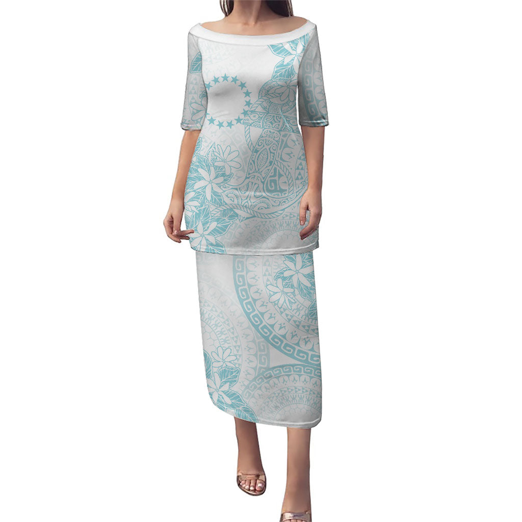 Turquoise Kuki Airani Tapakau Puletasi Tribal Anchor Mix Tiare LT7 Long Dress Turquoise - Polynesian Pride