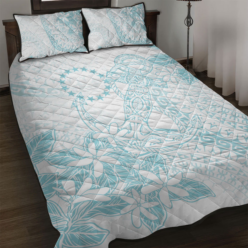 Turquoise Kuki Airani Tapakau Quilt Bed Set Tribal Anchor Mix Tiare