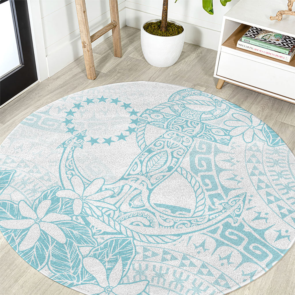 Turquoise Kuki Airani Tapakau Round Carpet Tribal Anchor Mix Tiare