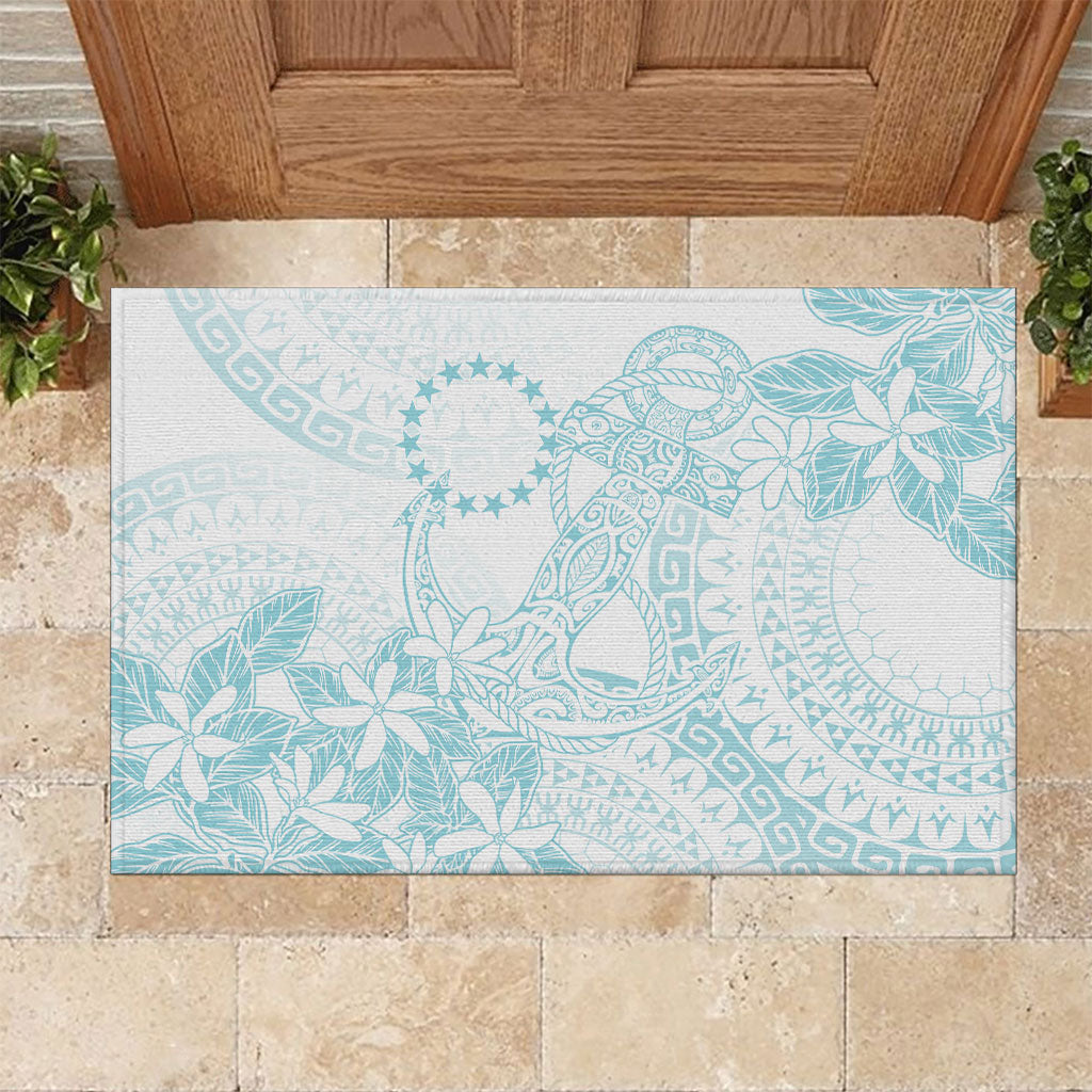 Turquoise Kuki Airani Tapakau Rubber Doormat Tribal Anchor Mix Tiare LT7 Turquoise - Polynesian Pride