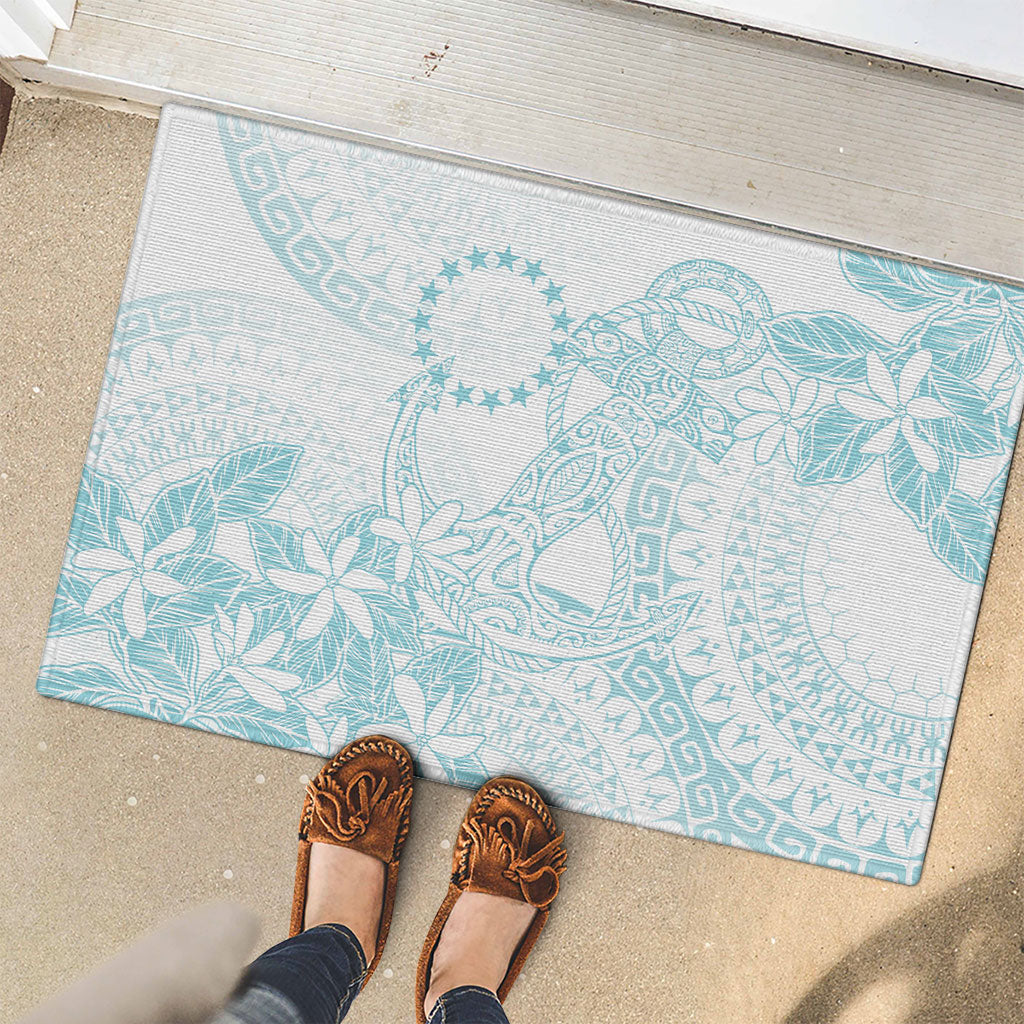 Turquoise Kuki Airani Tapakau Rubber Doormat Tribal Anchor Mix Tiare
