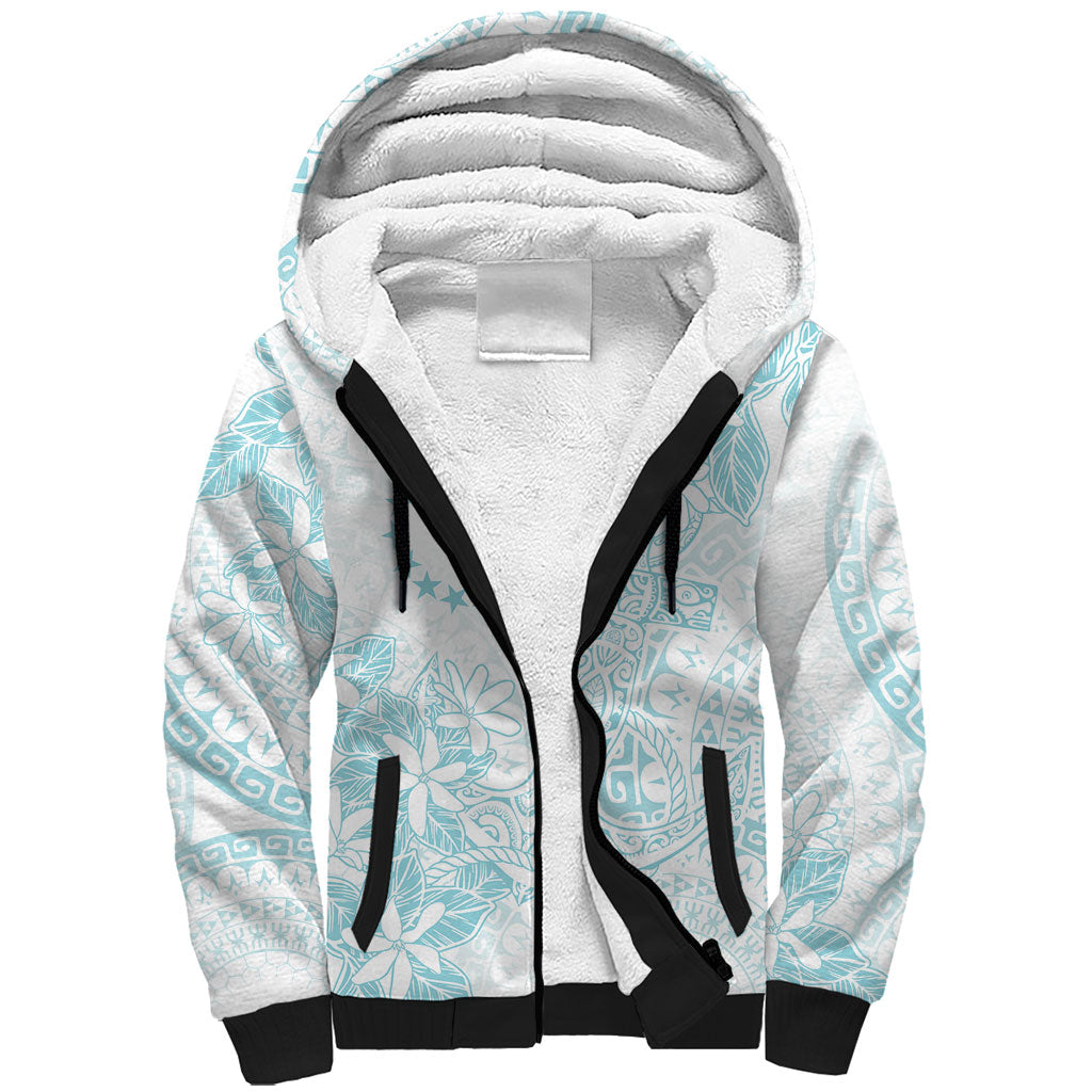 Turquoise Kuki Airani Tapakau Sherpa Hoodie Tribal Anchor Mix Tiare LT7 Unisex Turquoise - Polynesian Pride