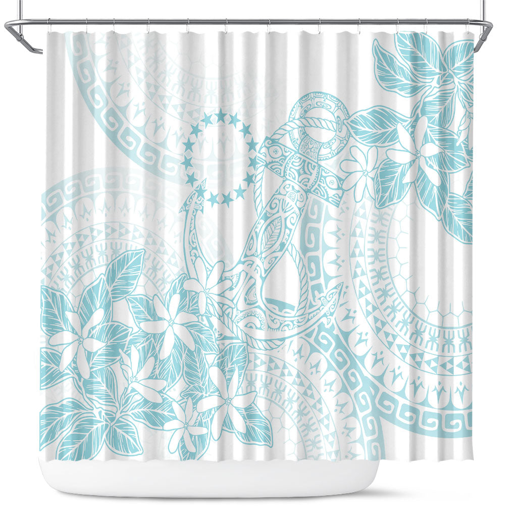 Turquoise Kuki Airani Tapakau Shower Curtain Tribal Anchor Mix Tiare LT7 Turquoise - Polynesian Pride