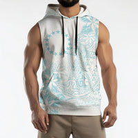 Turquoise Kuki Airani Tapakau Sleeveless Hoodie Tribal Anchor Mix Tiare