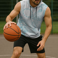 Turquoise Kuki Airani Tapakau Sleeveless Hoodie Tribal Anchor Mix Tiare