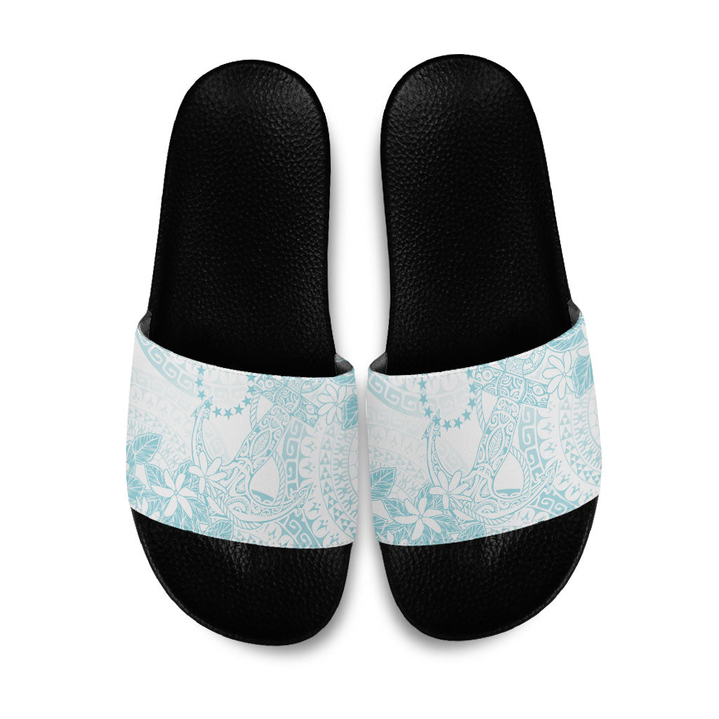 Turquoise Kuki Airani Tapakau Slide Sandals Tribal Anchor Mix Tiare LT7 Turquoise - Polynesian Pride