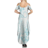 Turquoise Kuki Airani Tapakau Summer Maxi Dress Tribal Anchor Mix Tiare
