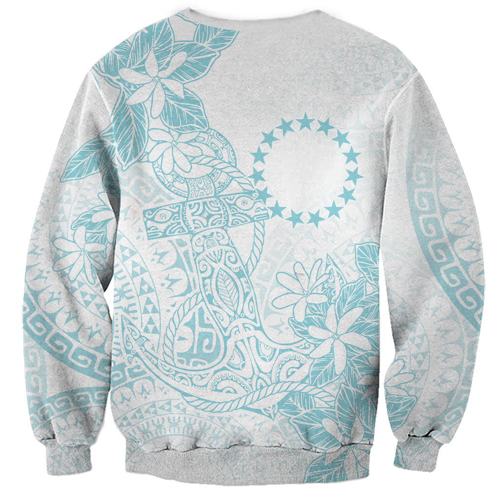 Turquoise Kuki Airani Tapakau Sweatshirt Tribal Anchor Mix Tiare LT7 - Polynesian Pride