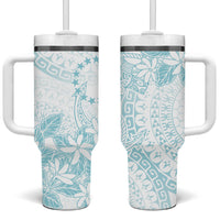 Turquoise Kuki Airani Tapakau Tumbler With Handle Tribal Anchor Mix Tiare LT7 One Size: 40 oz Turquoise - Polynesian Pride