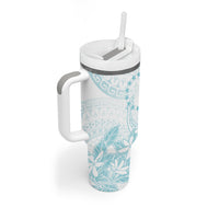Turquoise Kuki Airani Tapakau Tumbler With Handle Tribal Anchor Mix Tiare LT7 - Polynesian Pride