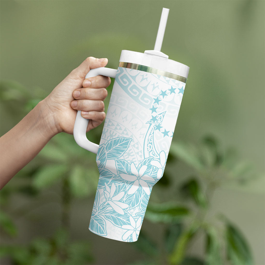 Turquoise Kuki Airani Tapakau Tumbler With Handle Tribal Anchor Mix Tiare LT7 - Polynesian Pride