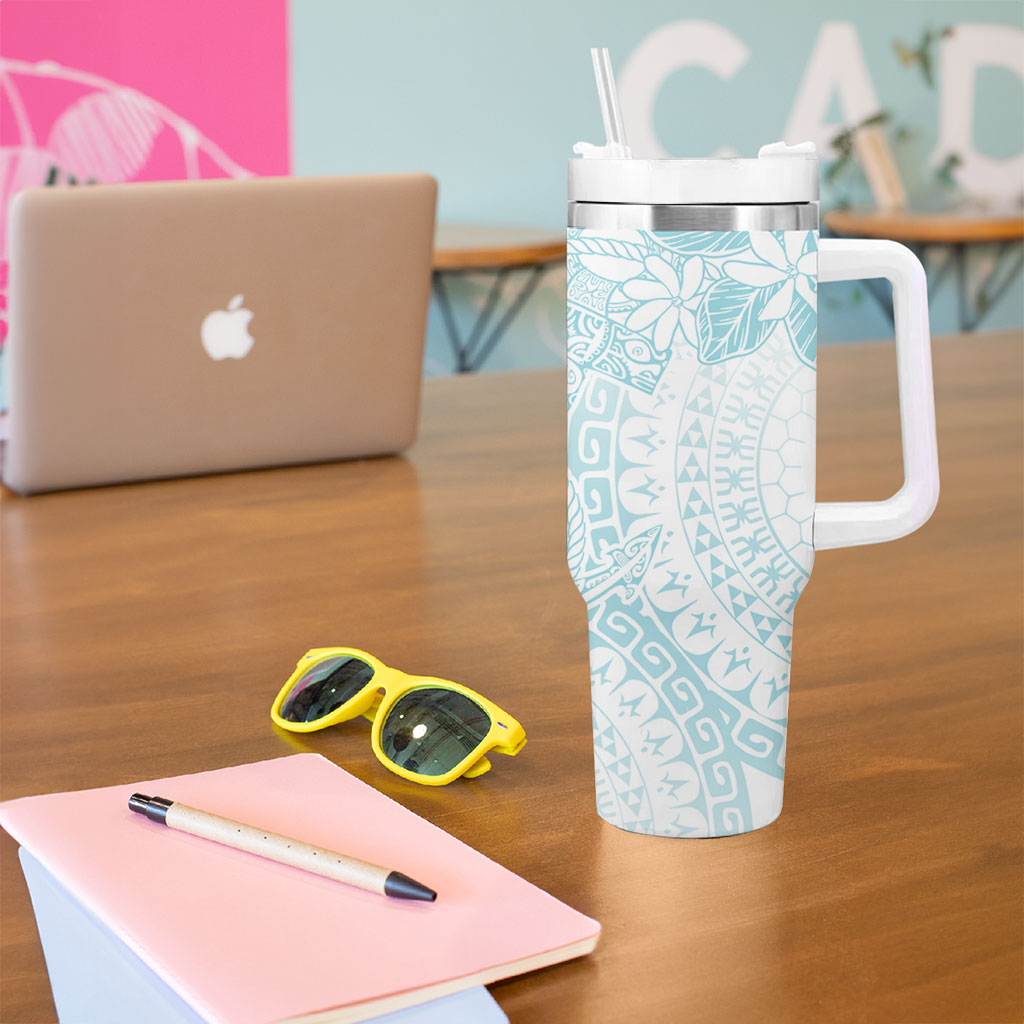 Turquoise Kuki Airani Tapakau Tumbler With Handle Tribal Anchor Mix Tiare LT7 - Polynesian Pride