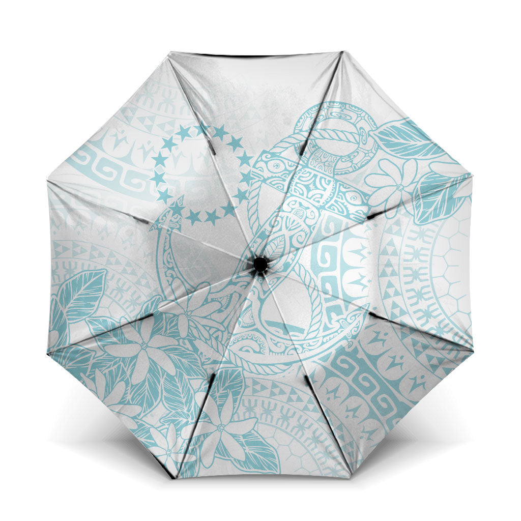 Turquoise Kuki Airani Tapakau Umbrella Tribal Anchor Mix Tiare LT7 One Size Folded 11.42 inch Opened Diameter 37.4 inch Turquoise - Polynesian Pride