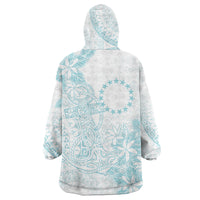 Turquoise Kuki Airani Tapakau Wearable Blanket Hoodie Tribal Anchor Mix Tiare