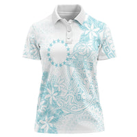Turquoise Kuki Airani Tapakau Women Polo Shirt Tribal Anchor Mix Tiare