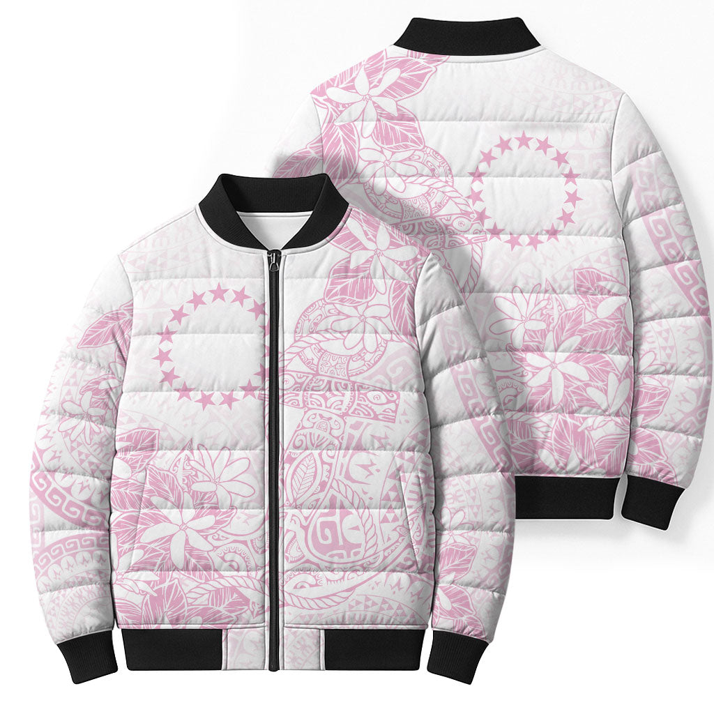 Candy Pink Kuki Airani Tapakau Bomber Puffer Jacket Tribal Anchor Mix Tiare