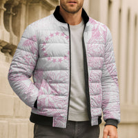 Candy Pink Kuki Airani Tapakau Bomber Puffer Jacket Tribal Anchor Mix Tiare