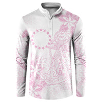 Candy Pink Kuki Airani Tapakau Button Sweatshirt Tribal Anchor Mix Tiare LT7 Candy Pink - Polynesian Pride