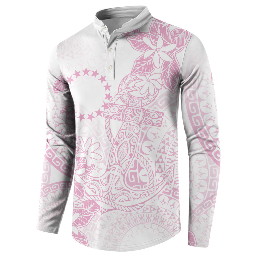 Candy Pink Kuki Airani Tapakau Button Sweatshirt Tribal Anchor Mix Tiare LT7 - Polynesian Pride